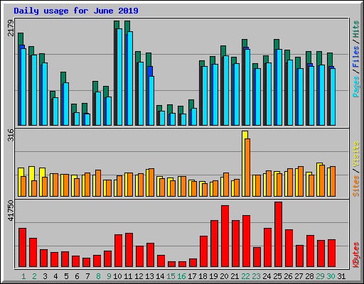 Daily usage for June 2019