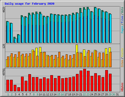 Daily usage for February 2020