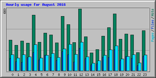 Hourly usage for August 2016