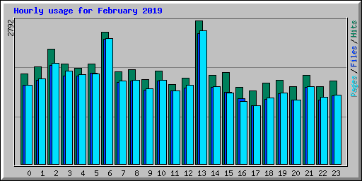 Hourly usage for February 2019
